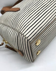 Fossil Black And White Coated Canvas Striped Convertible Sydney Satchel