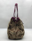 Coach Fuschia & Brown Signature Stripe Framed Carryall F19190