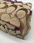 Coach Fuschia & Brown Signature Stripe Framed Carryall F19190
