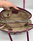 Coach Fuschia & Brown Signature Stripe Framed Carryall F19190