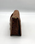 Brahmin Pecan Melbourne Croc Embossed Leather Wristlet Wallet