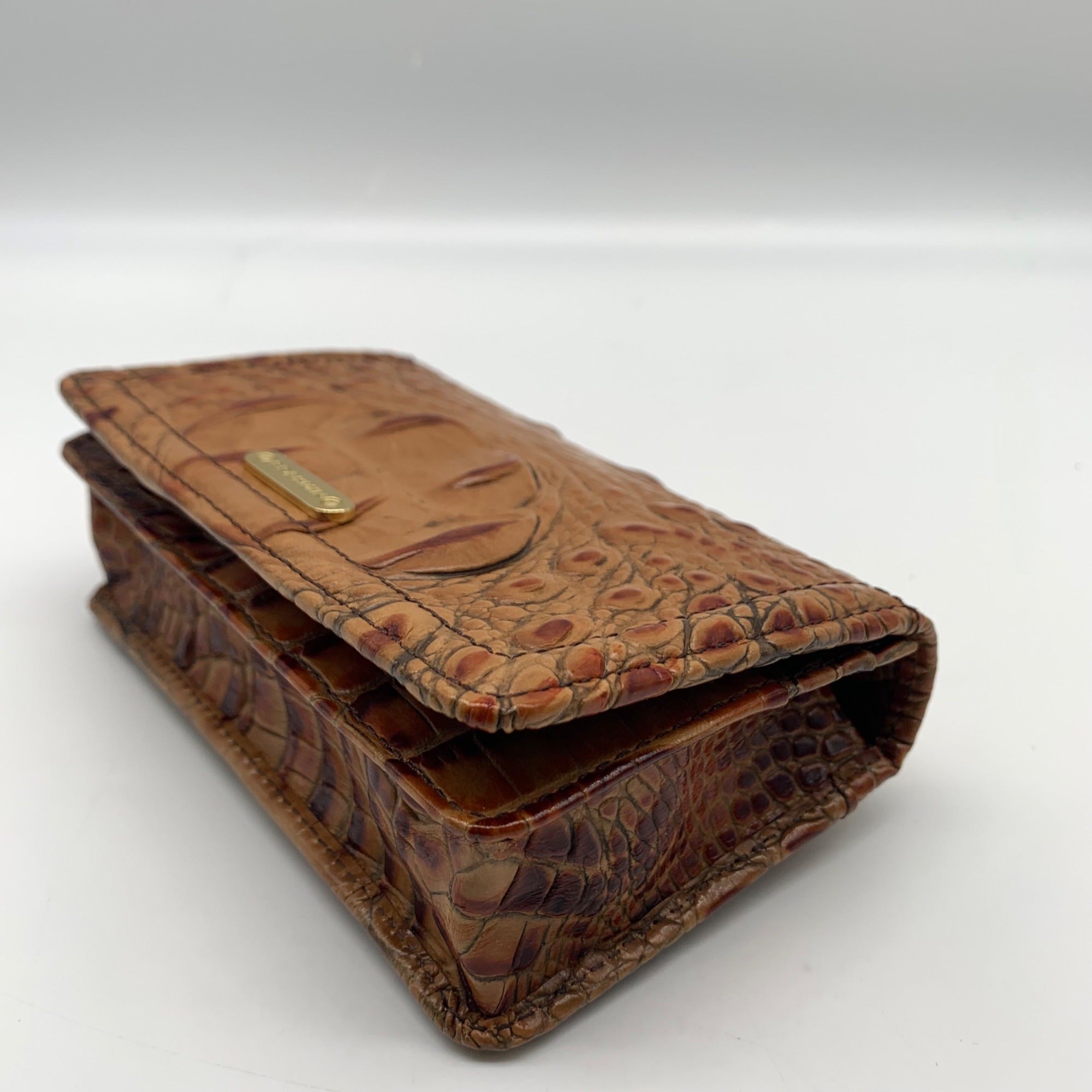 Brahmin Pecan Melbourne Croc Embossed Leather Wristlet Wallet