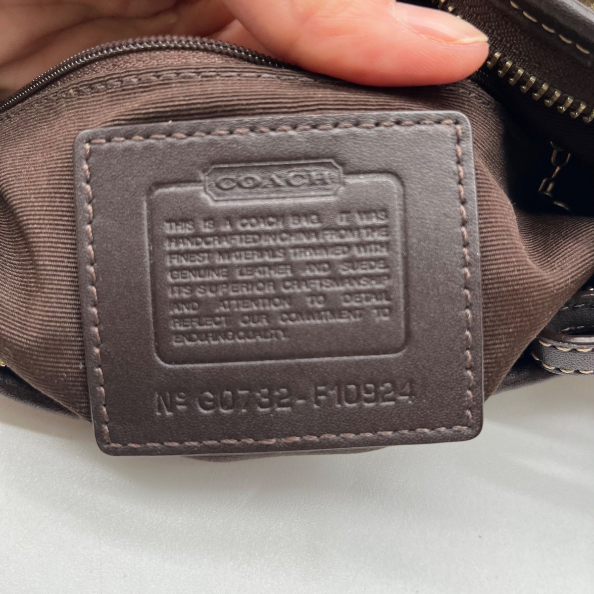 Coach Beige And Brown Signature Canvas Hobo Shoulder Bag