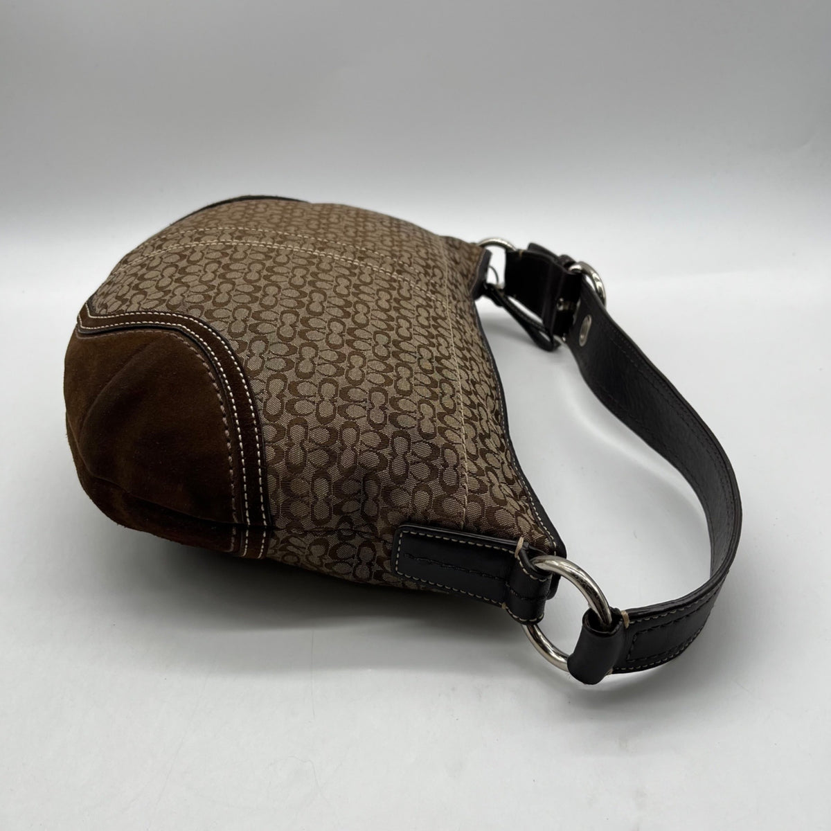Coach Beige And Brown Signature Canvas Hobo Shoulder Bag
