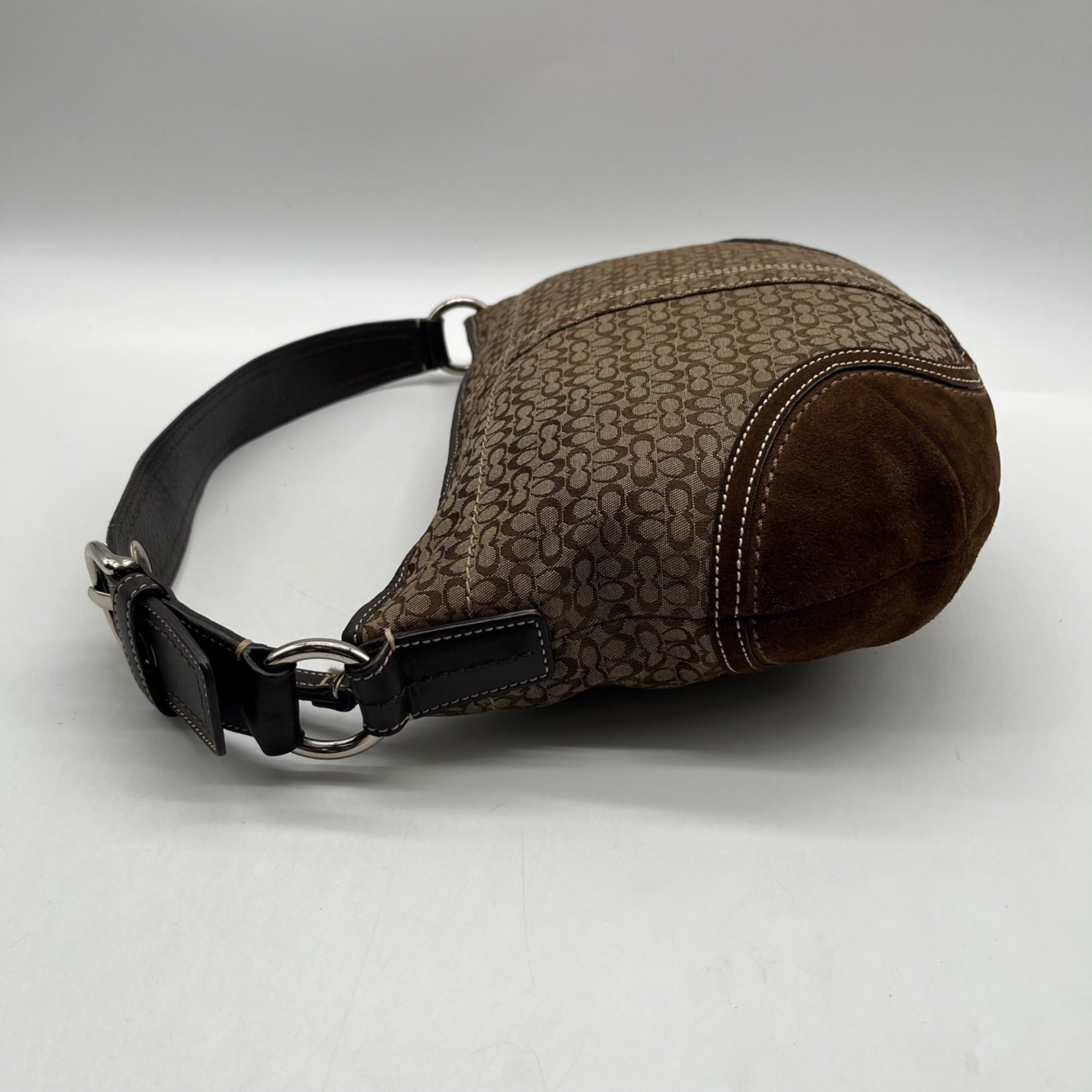 Coach Beige And Brown Signature Canvas Hobo Shoulder Bag