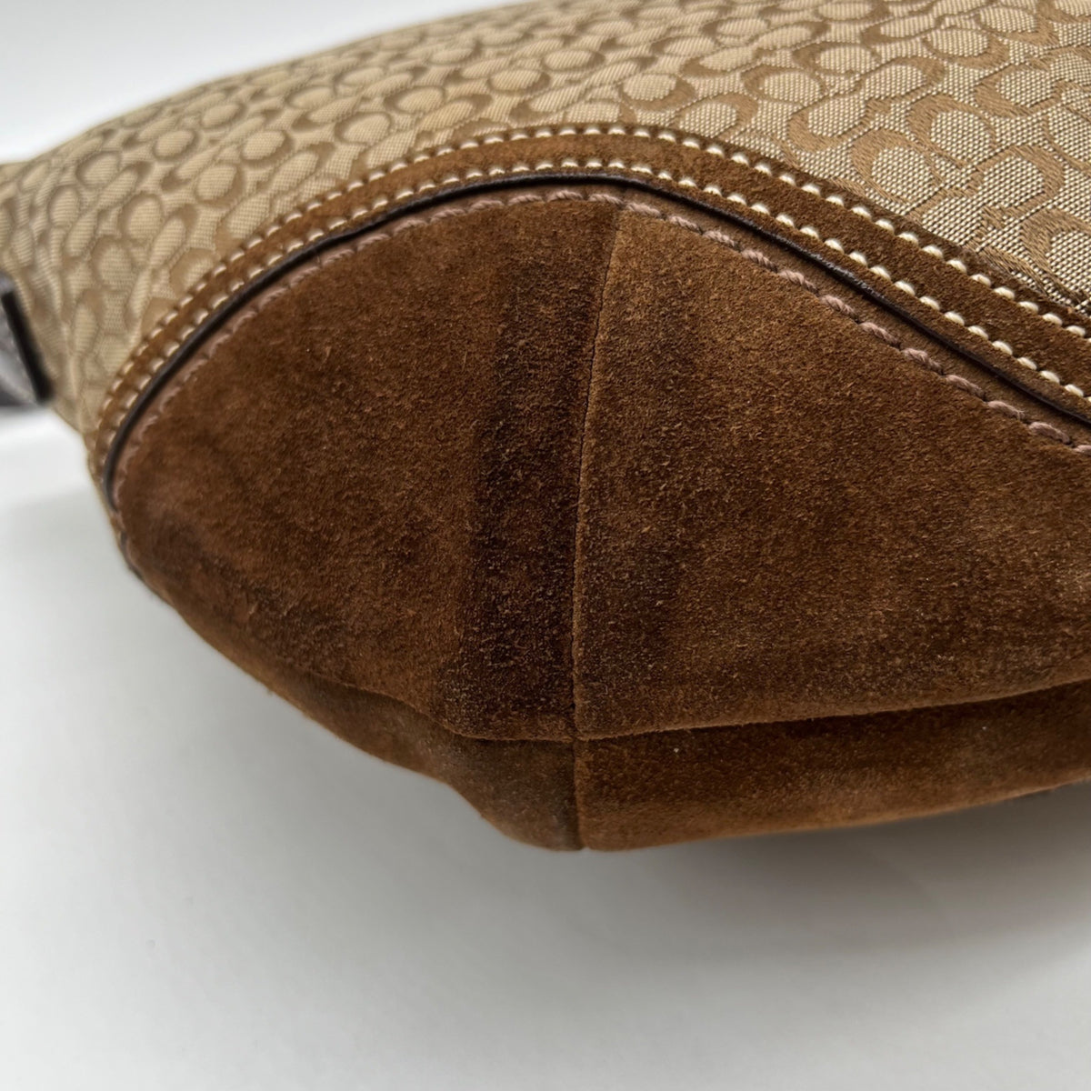 Coach Beige And Brown Signature Canvas Hobo Shoulder Bag