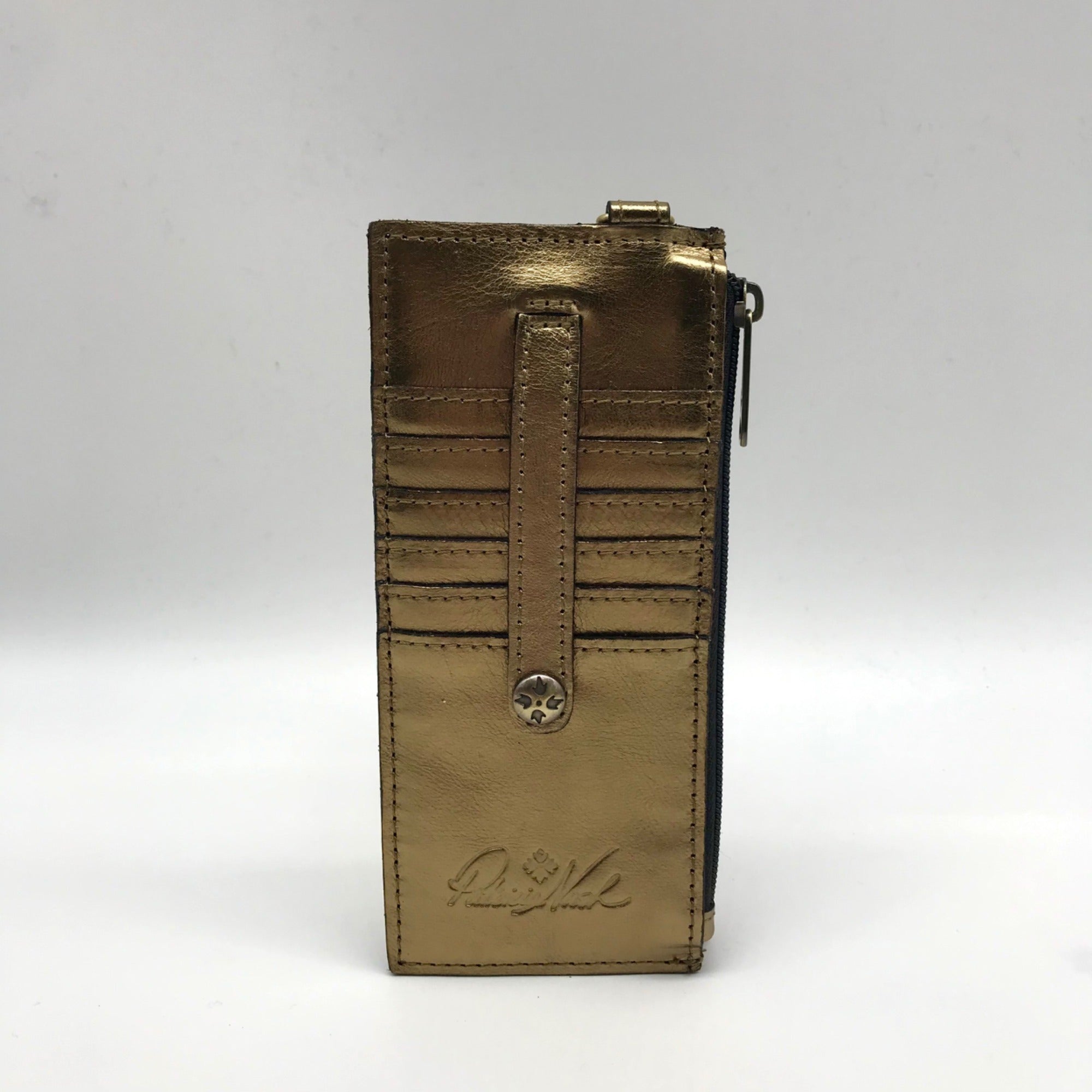 Patricia Nash Metallic Gold Leather Wristlet Wallet
