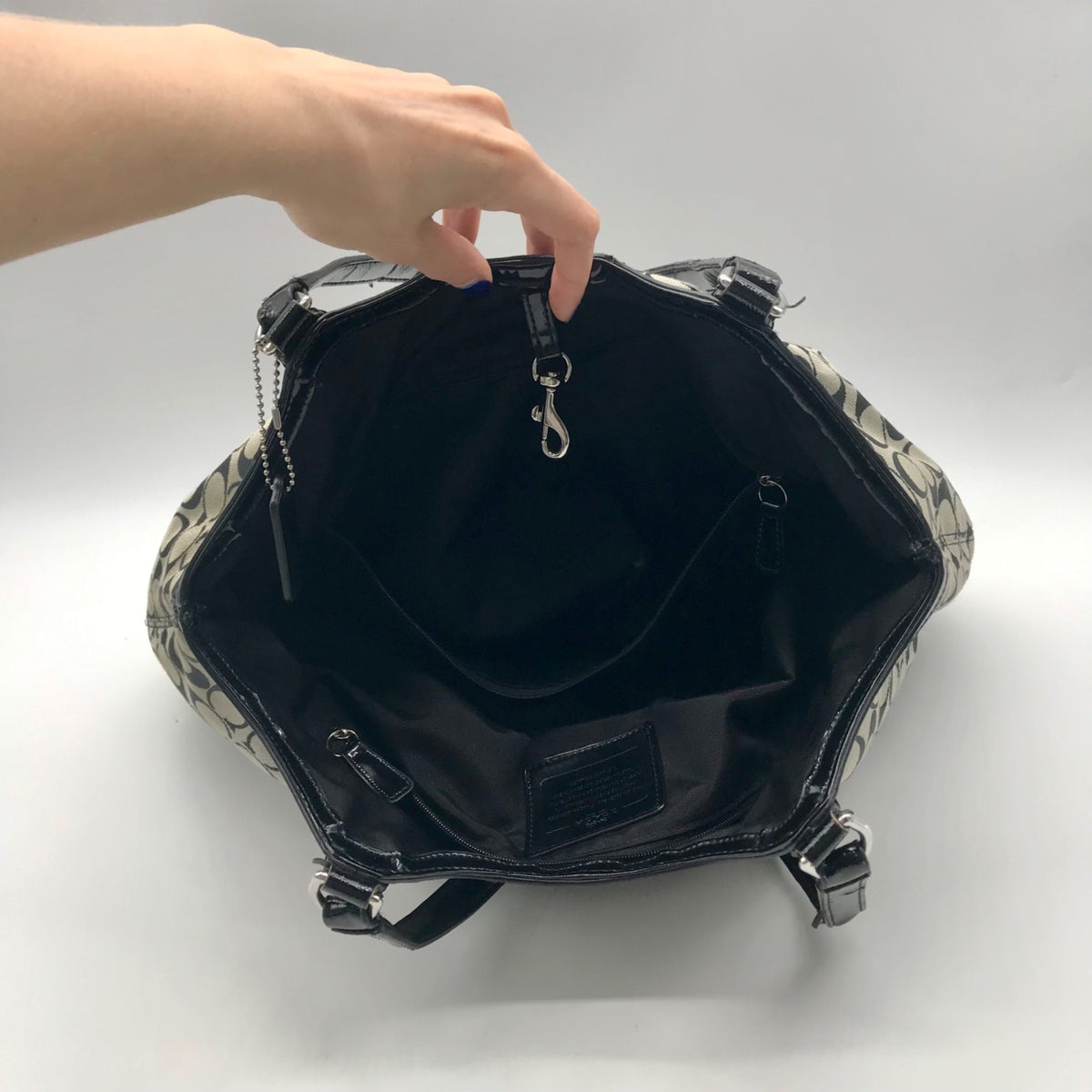 Coach Black &amp; Grey Signature Canvas Tote Bag