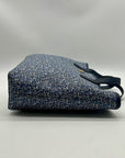 Michael Kors Navy Blue Floral Print Coated Canvas Tote