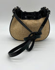 Brahmin Eliana Folsom Tan Mini Raffia Drawstring Crossbody Bag