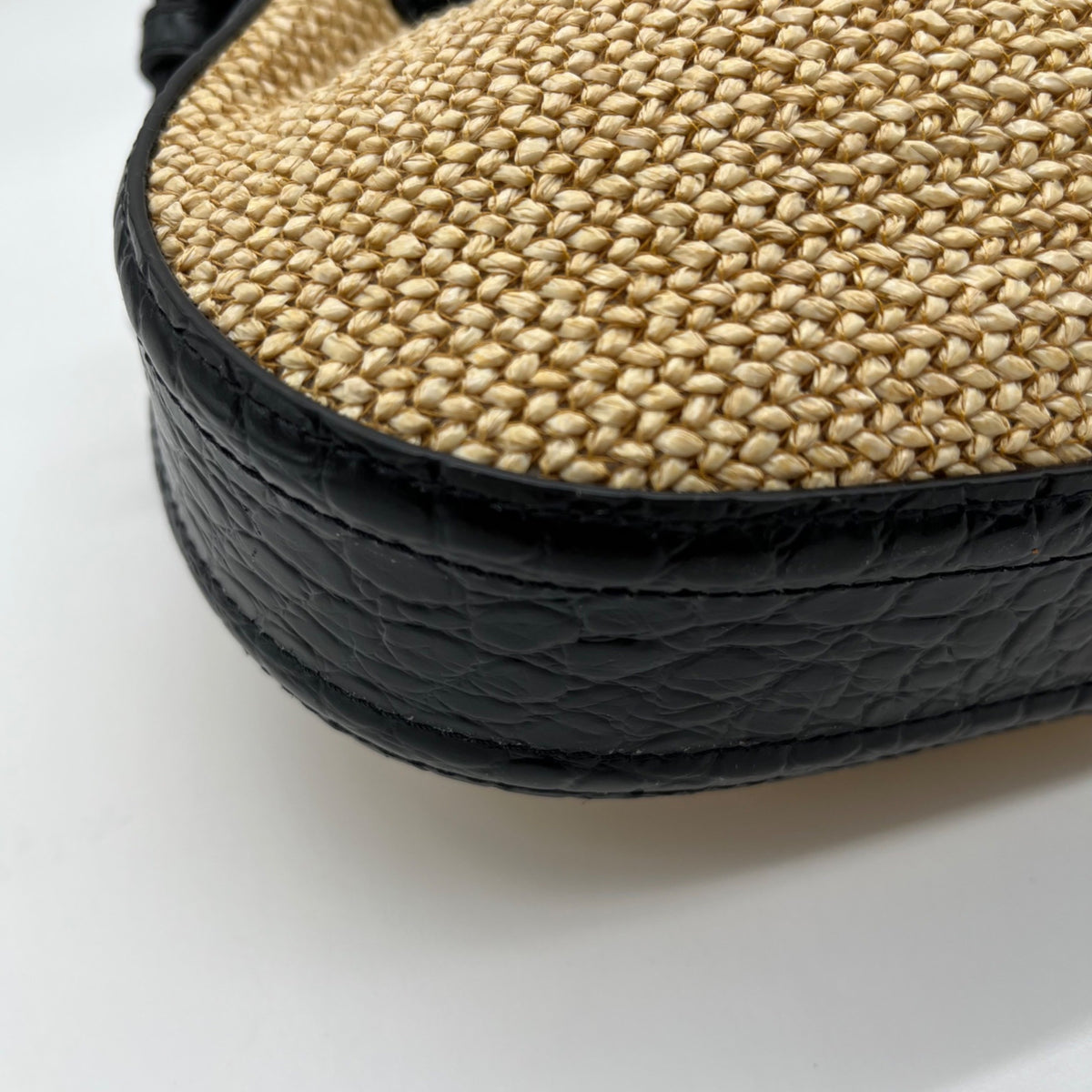 Brahmin Eliana Folsom Tan Mini Raffia Drawstring Crossbody Bag