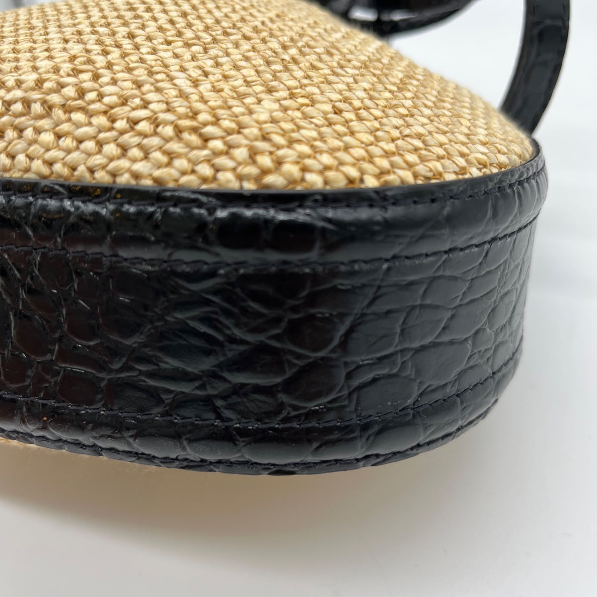 Brahmin Eliana Folsom Tan Mini Raffia Drawstring Crossbody Bag