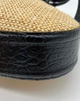 Brahmin Eliana Folsom Tan Mini Raffia Drawstring Crossbody Bag