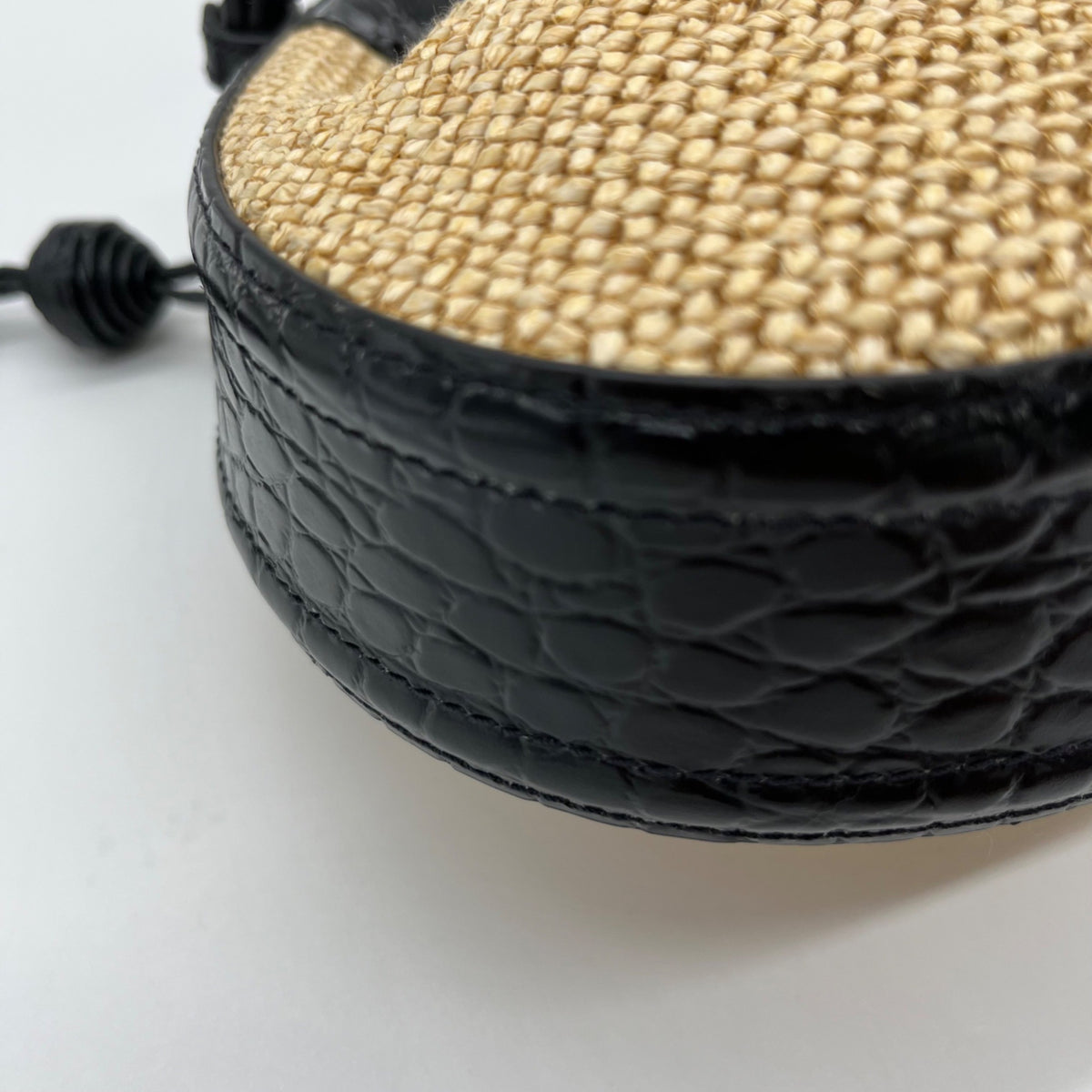 Brahmin Eliana Folsom Tan Mini Raffia Drawstring Crossbody Bag