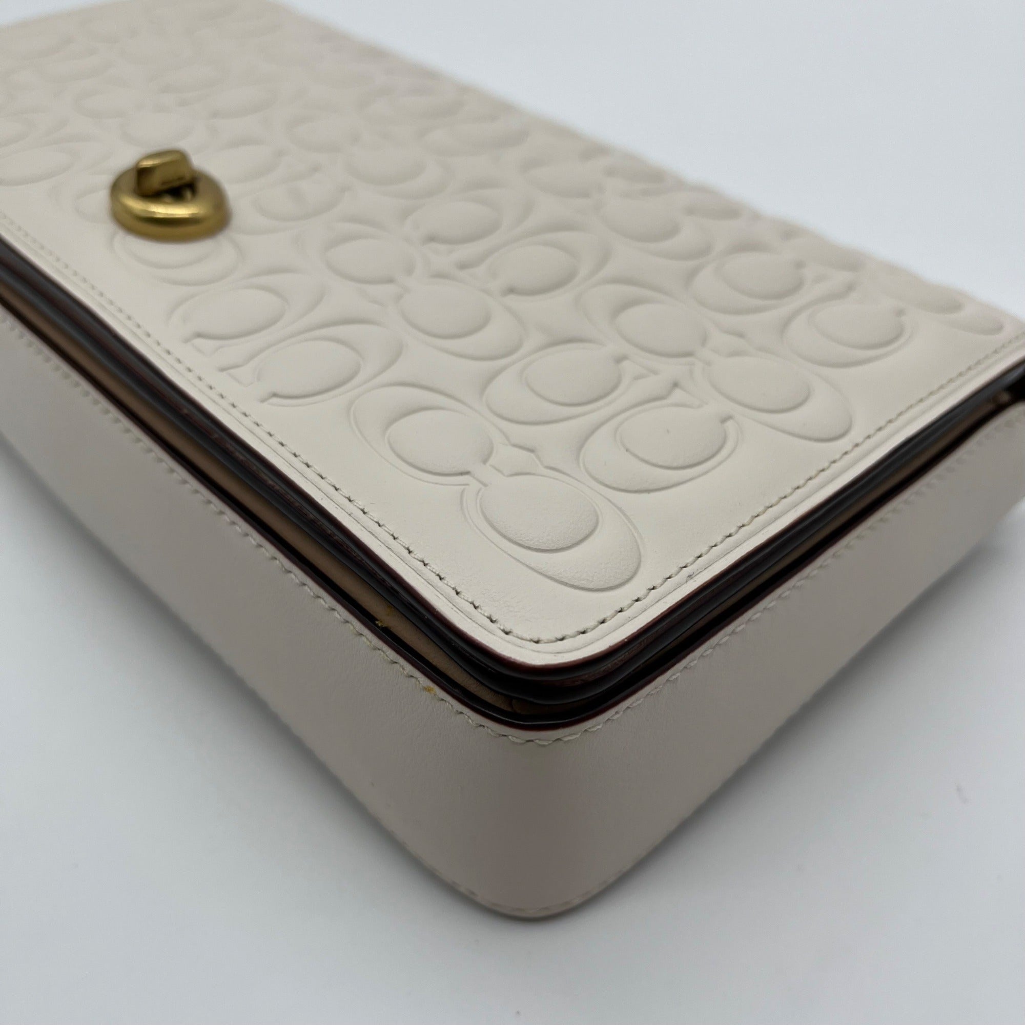 Coach Ivory Embossed Leather Dinky Crossbody Bag 30427