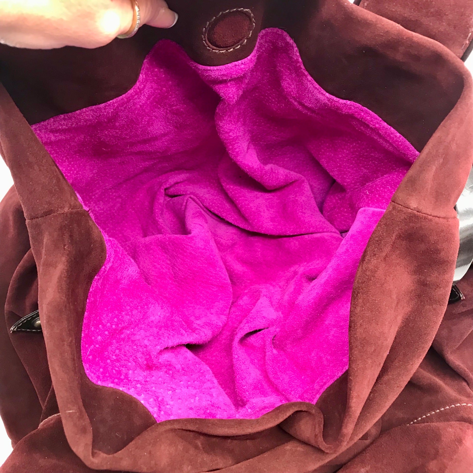 Kale Dark Red Suede Leather Large Shoulder Bag