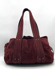 Kale Dark Red Suede Leather Large Shoulder Bag
