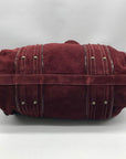 Kale Dark Red Suede Leather Large Shoulder Bag