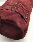 Kale Dark Red Suede Leather Large Shoulder Bag