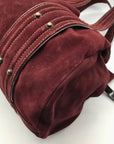 Kale Dark Red Suede Leather Large Shoulder Bag