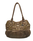 Brighton Metallic Bronze Nala Leather Embroidered Shoulder Bag