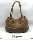 Brighton Metallic Bronze Nala Leather Embroidered Shoulder Bag