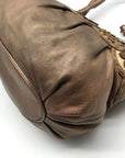 Brighton Metallic Bronze Nala Leather Embroidered Shoulder Bag