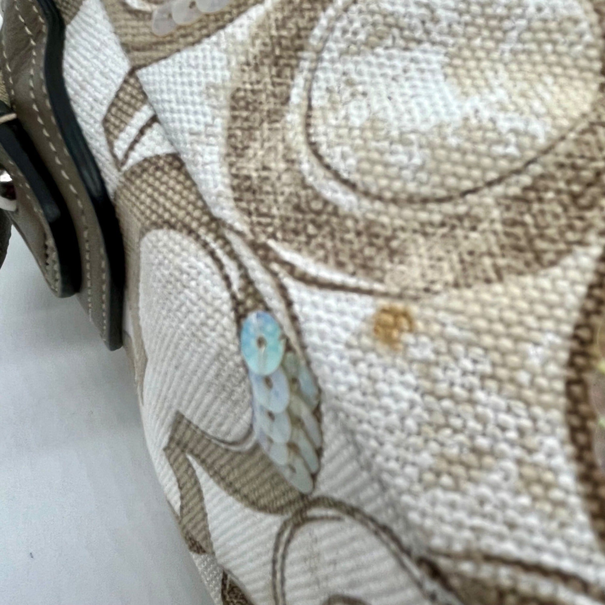 Coach Beige Kristin Op Art Sequin Shoulder Bag 16777