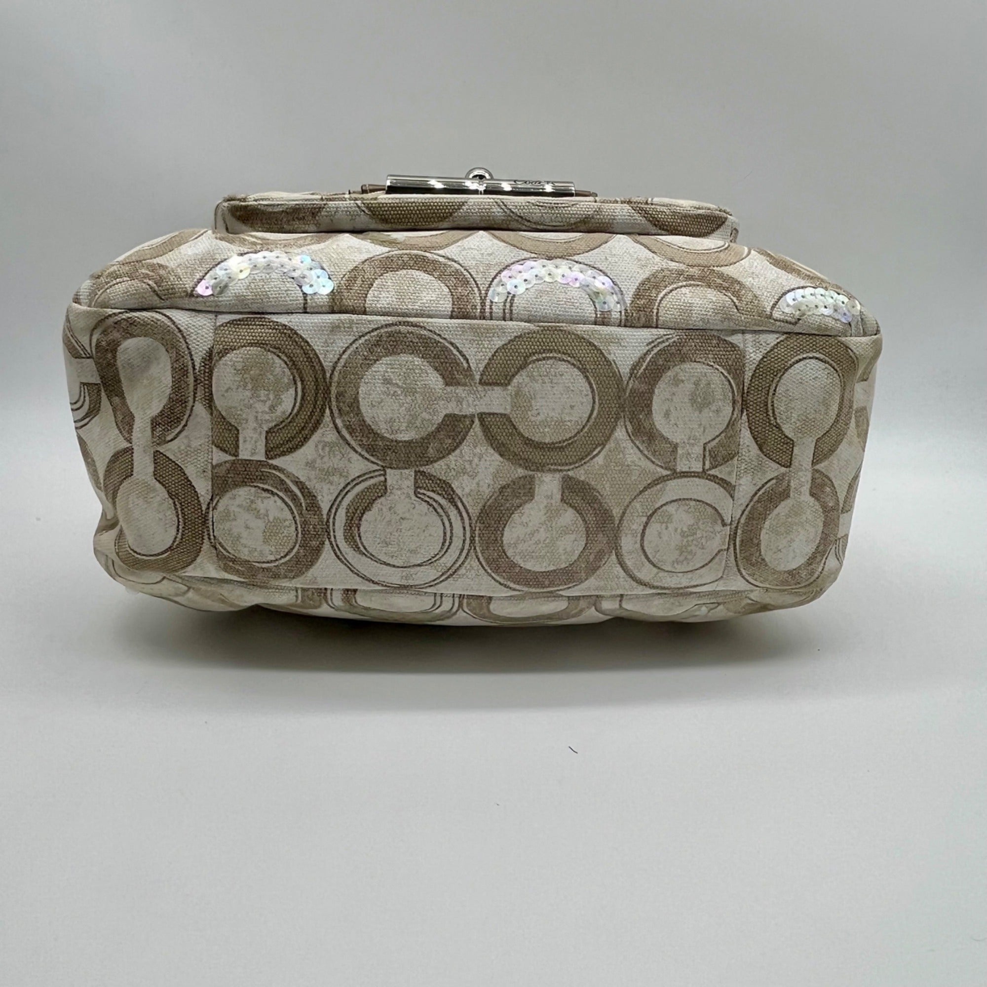 Coach Beige Kristin Op Art Sequin Shoulder Bag 16777