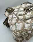 Coach Beige Kristin Op Art Sequin Shoulder Bag 16777