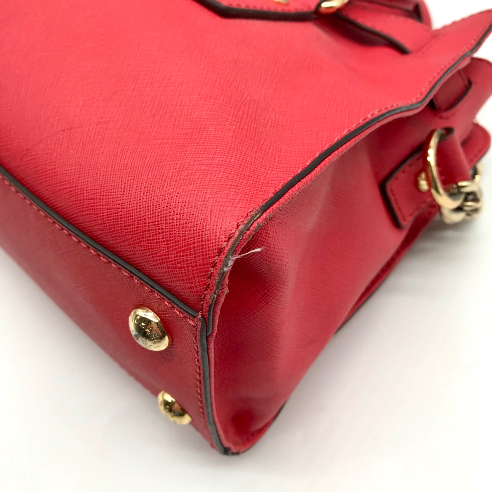 Michael Kors Red Saffiano Leather Hamilton Convertible Satchel