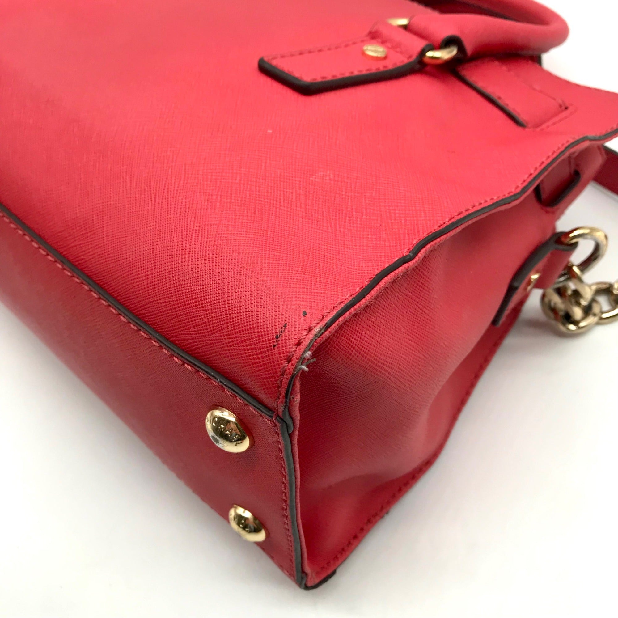 Michael Kors Red Saffiano Leather Hamilton Convertible Satchel