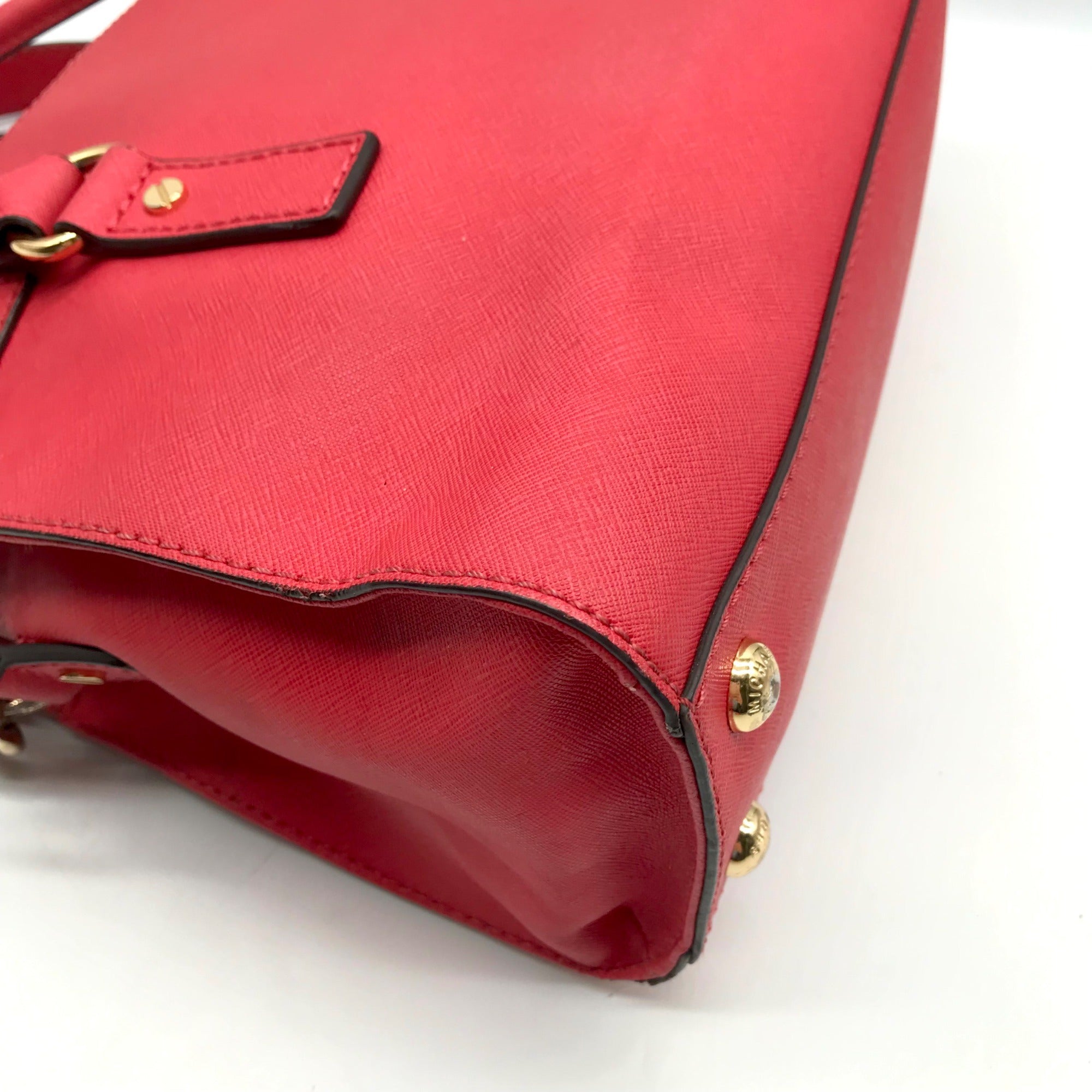 Michael Kors Red Saffiano Leather Hamilton Convertible Satchel