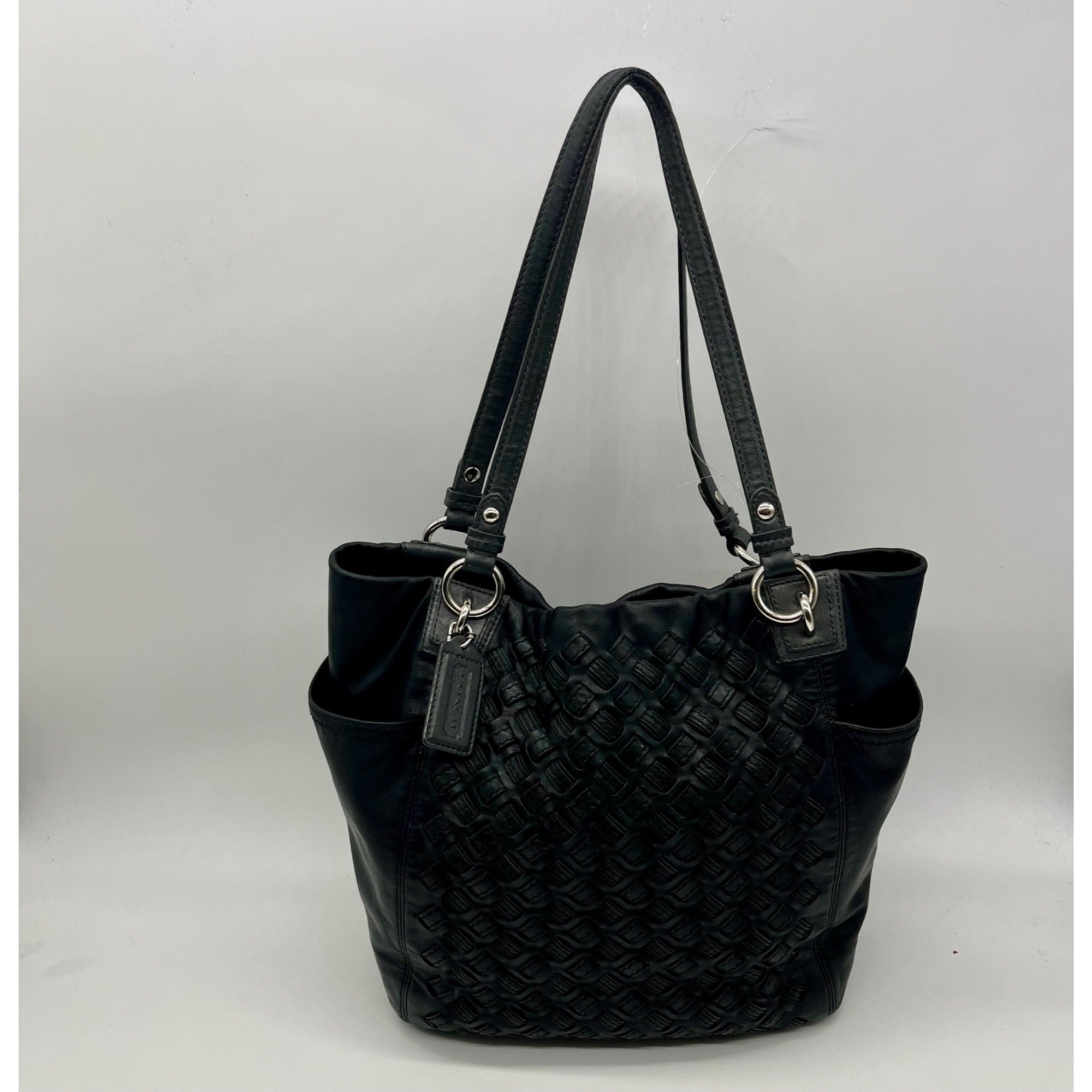 Coach Black Woven Leather Shoulder Bag F17099