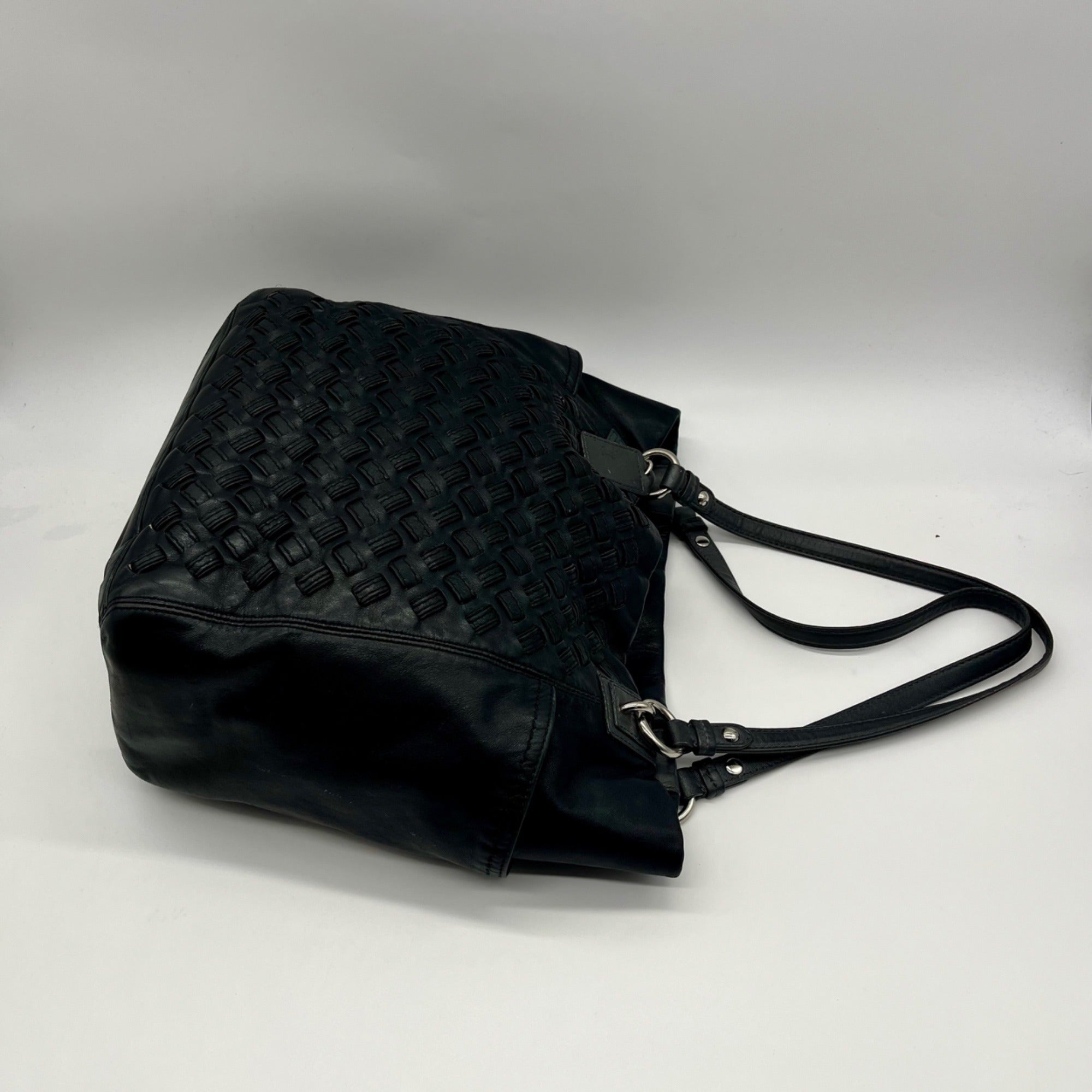 Coach Black Woven Leather Shoulder Bag F17099