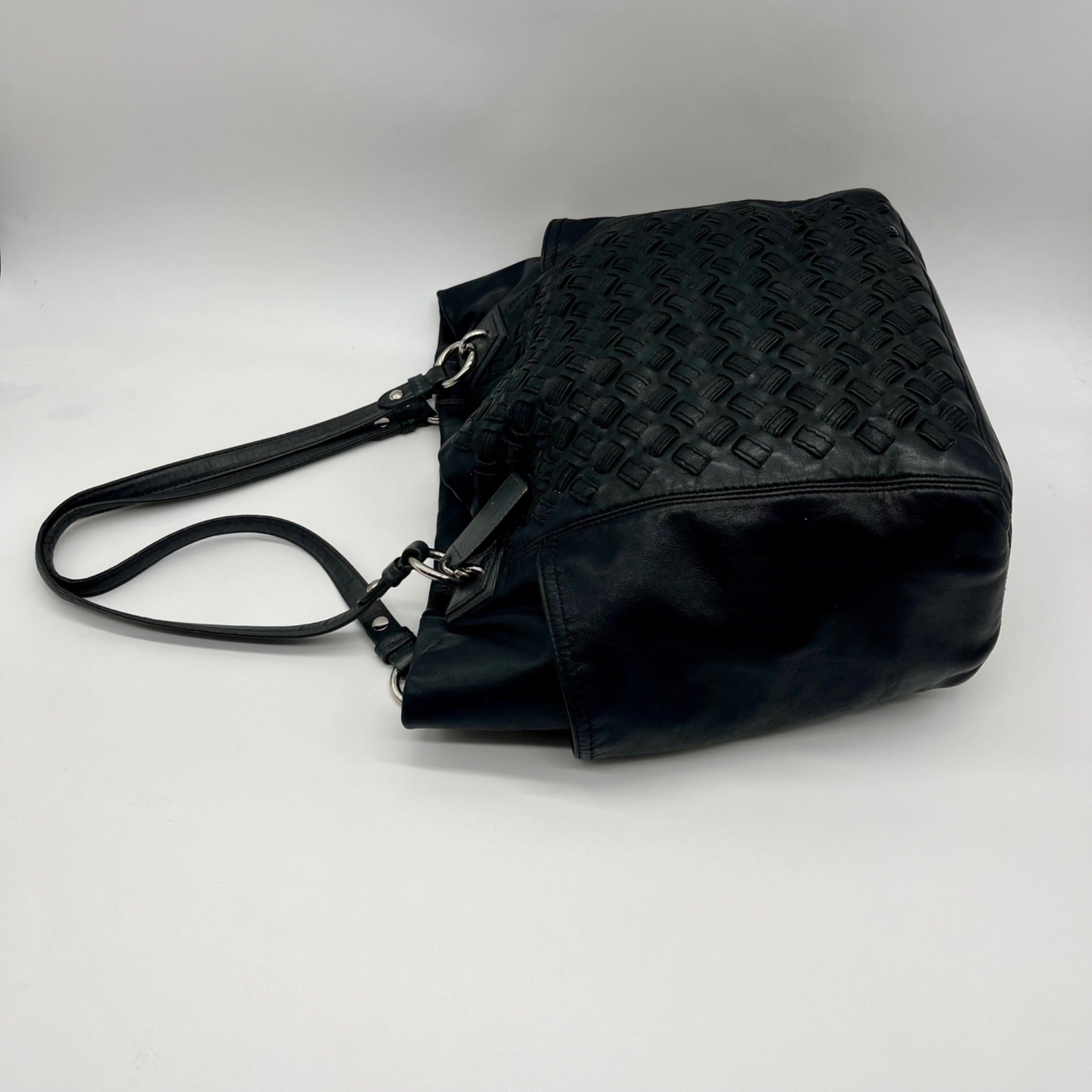Coach Black Woven Leather Shoulder Bag F17099