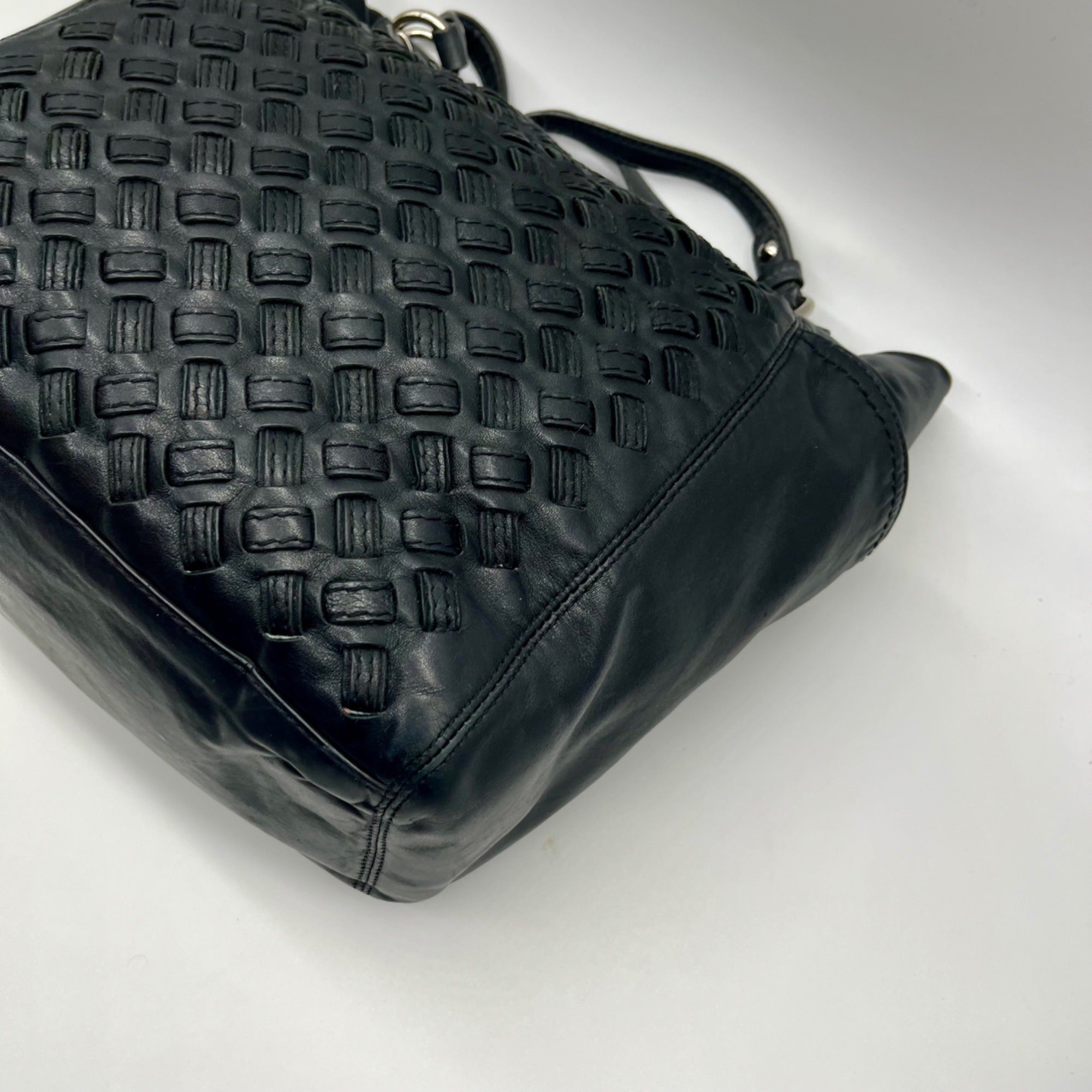 Coach Black Woven Leather Shoulder Bag F17099