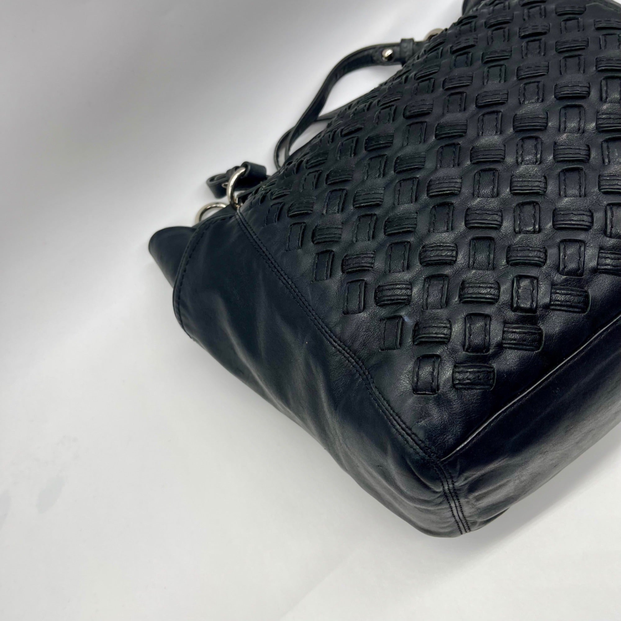 Coach Black Woven Leather Shoulder Bag F17099