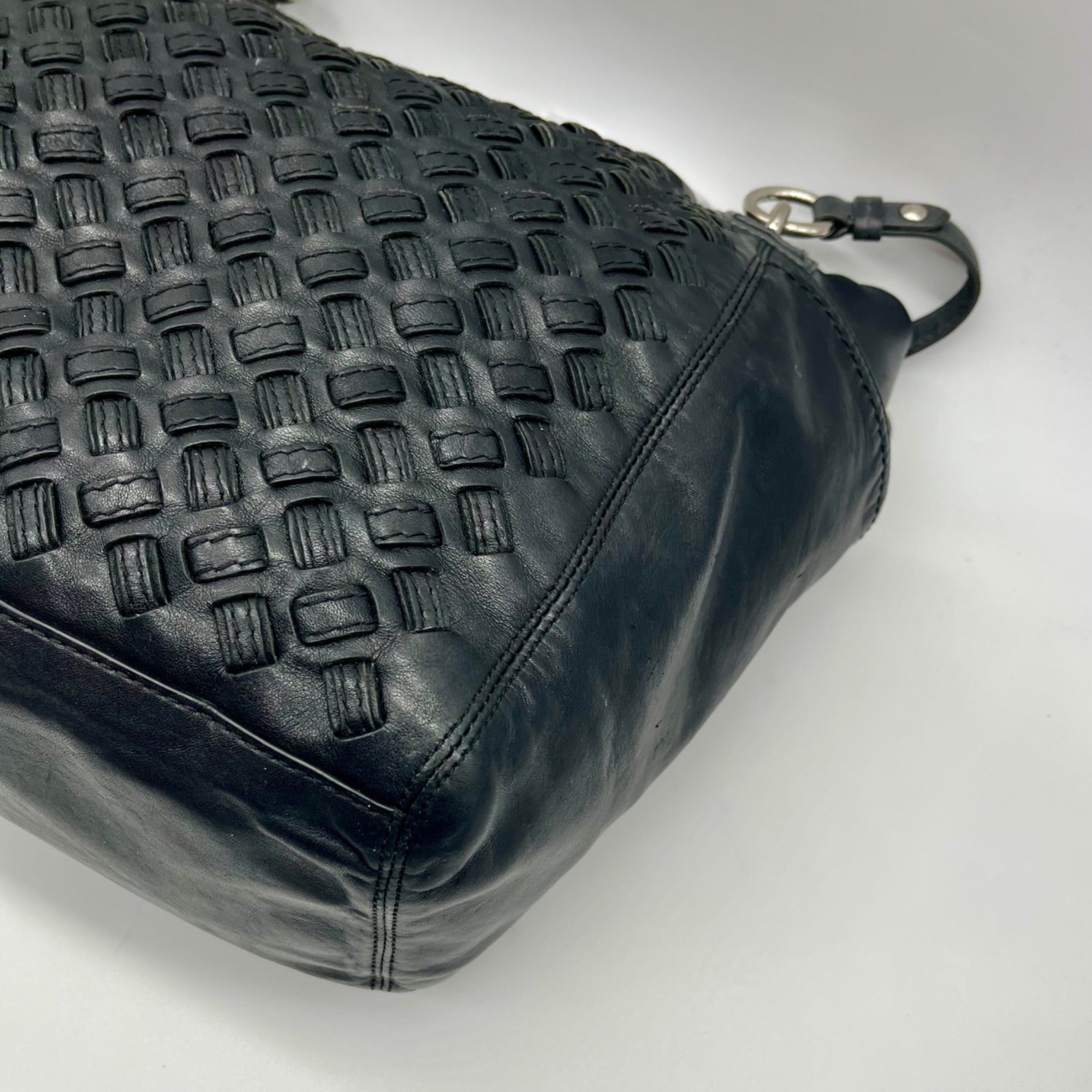 Coach Black Woven Leather Shoulder Bag F17099