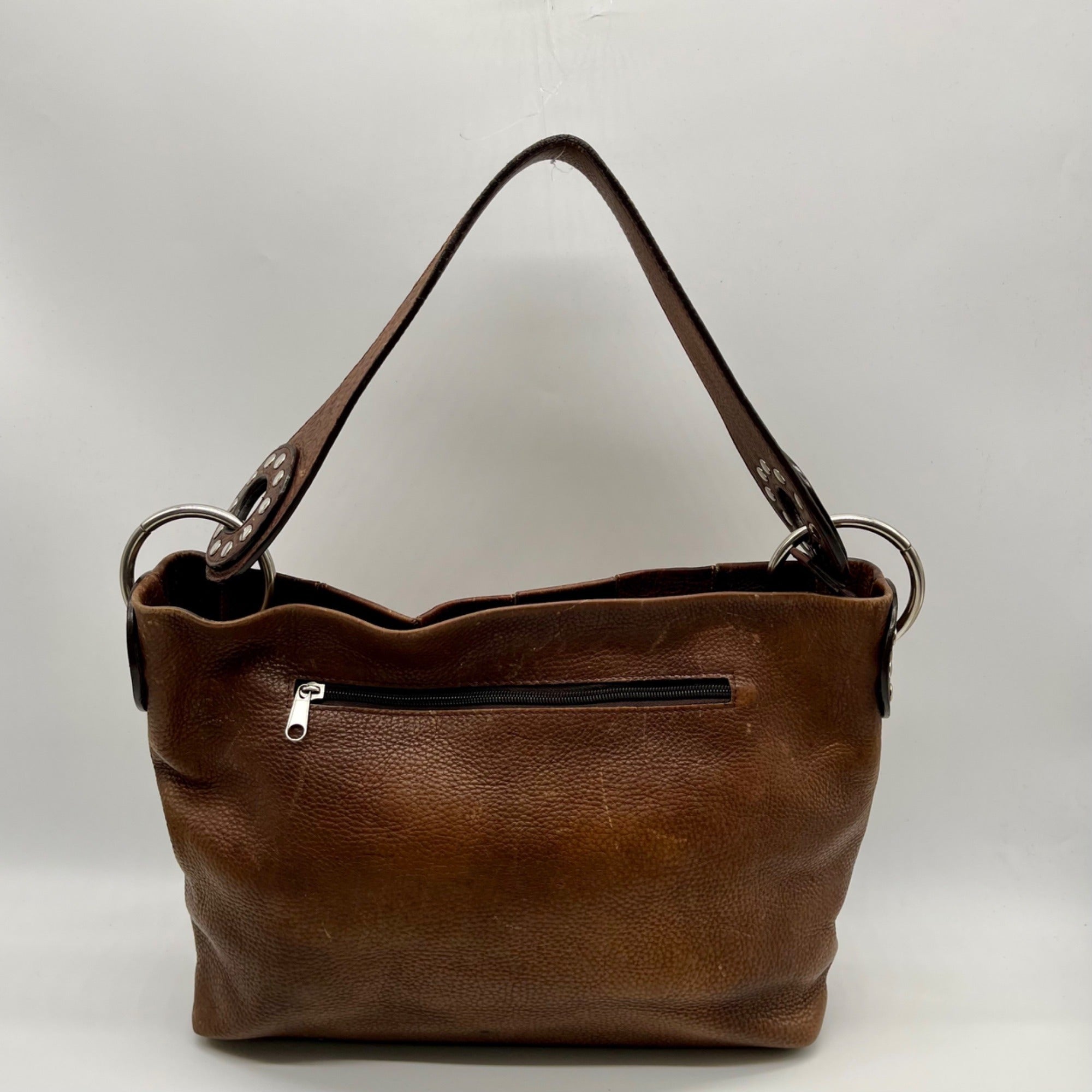 Brown Leather Patchwork Tote Bag