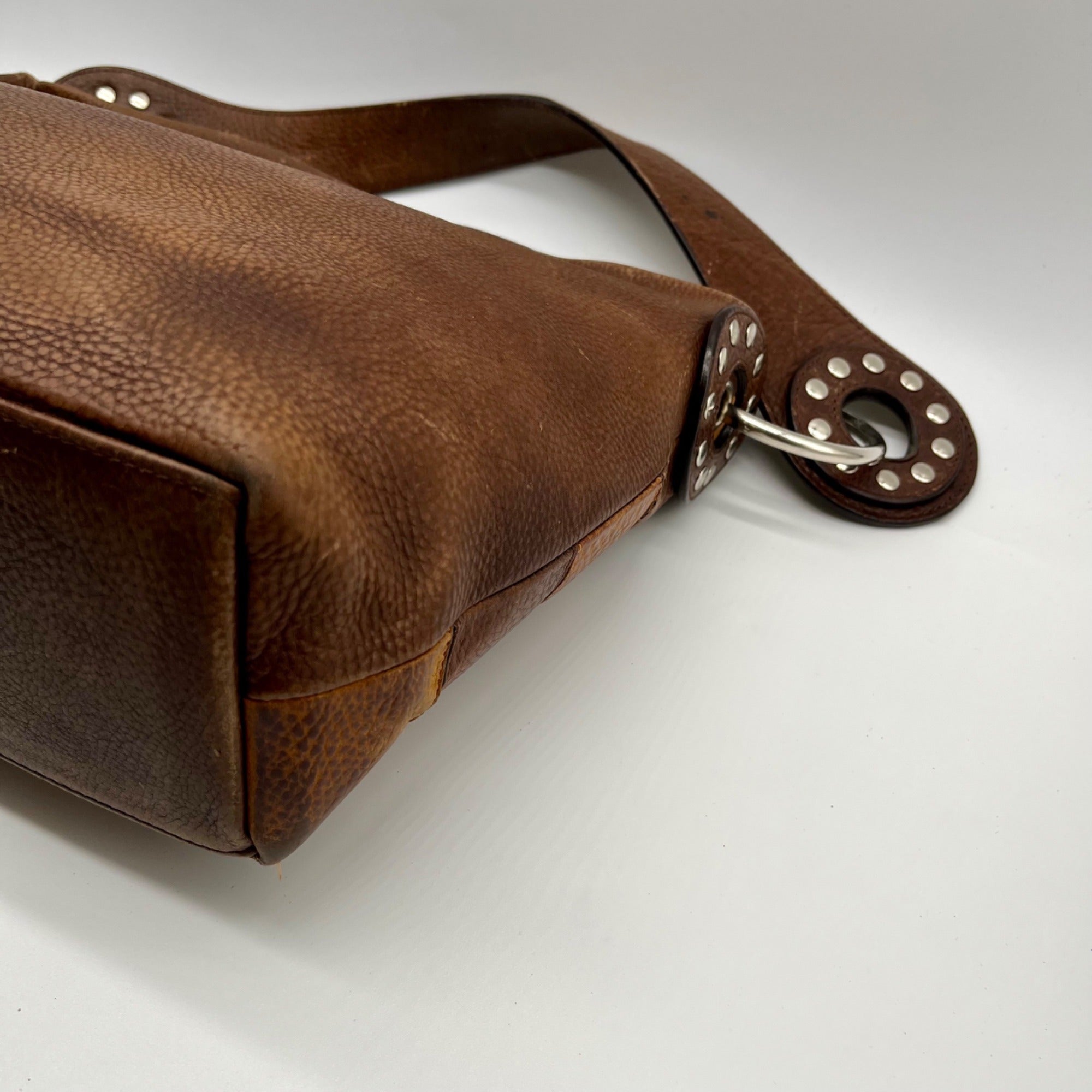 Brown Leather Patchwork Tote Bag