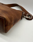 Brown Leather Patchwork Tote Bag