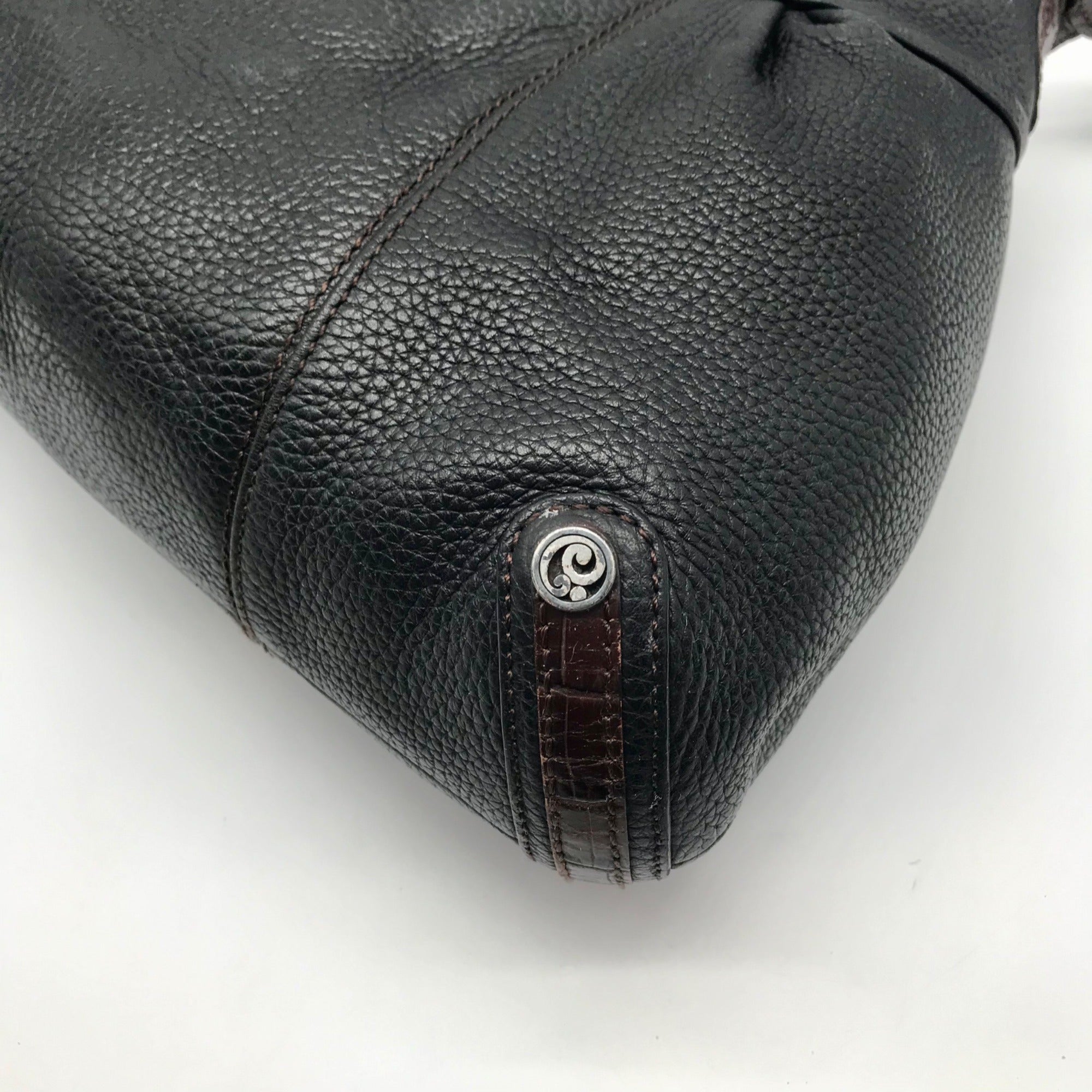 Brighton Black &amp; Brown Leather Vintage Shoulder Bag