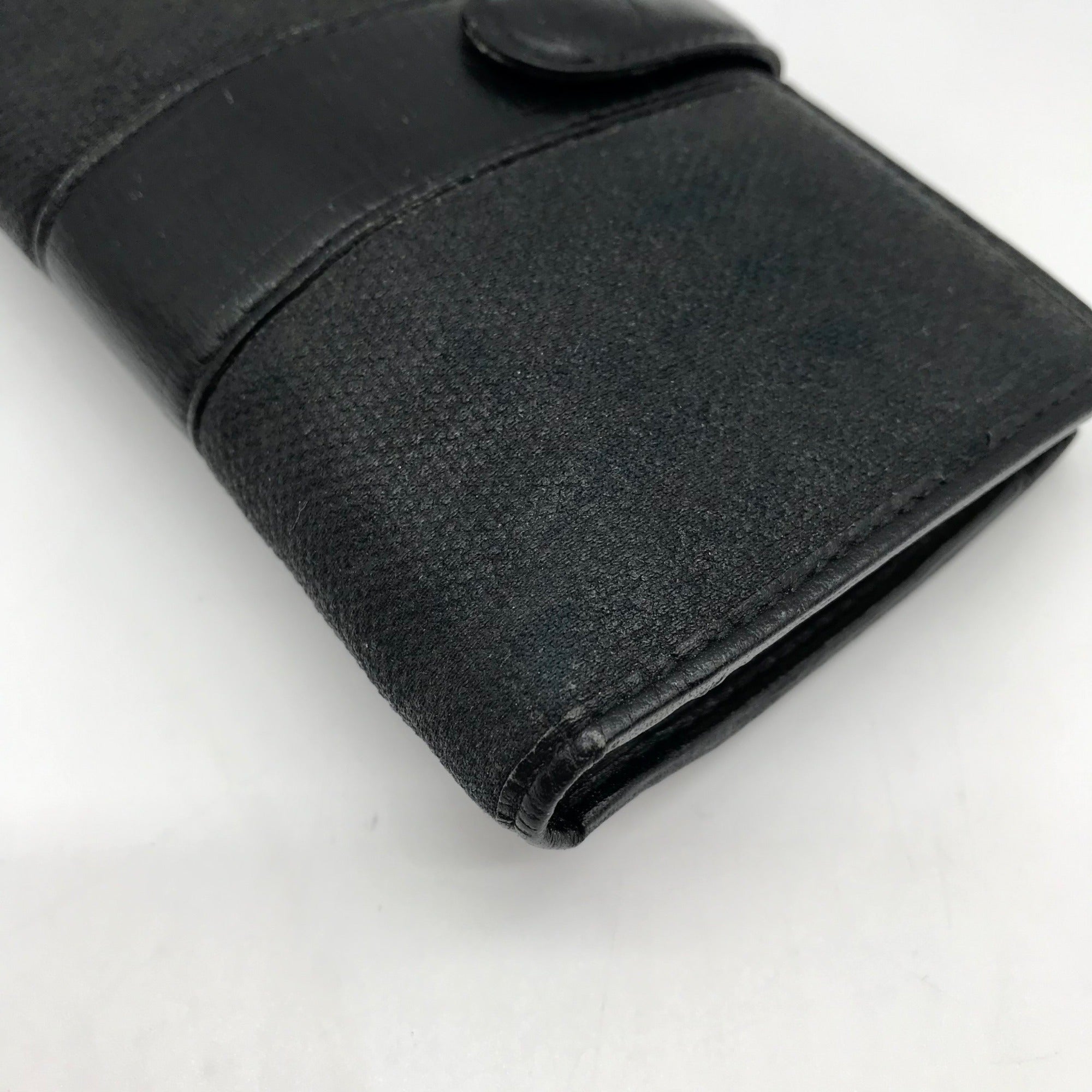 Fendi Black Canvas And Leather Vintage Kiss Lock Wallet
