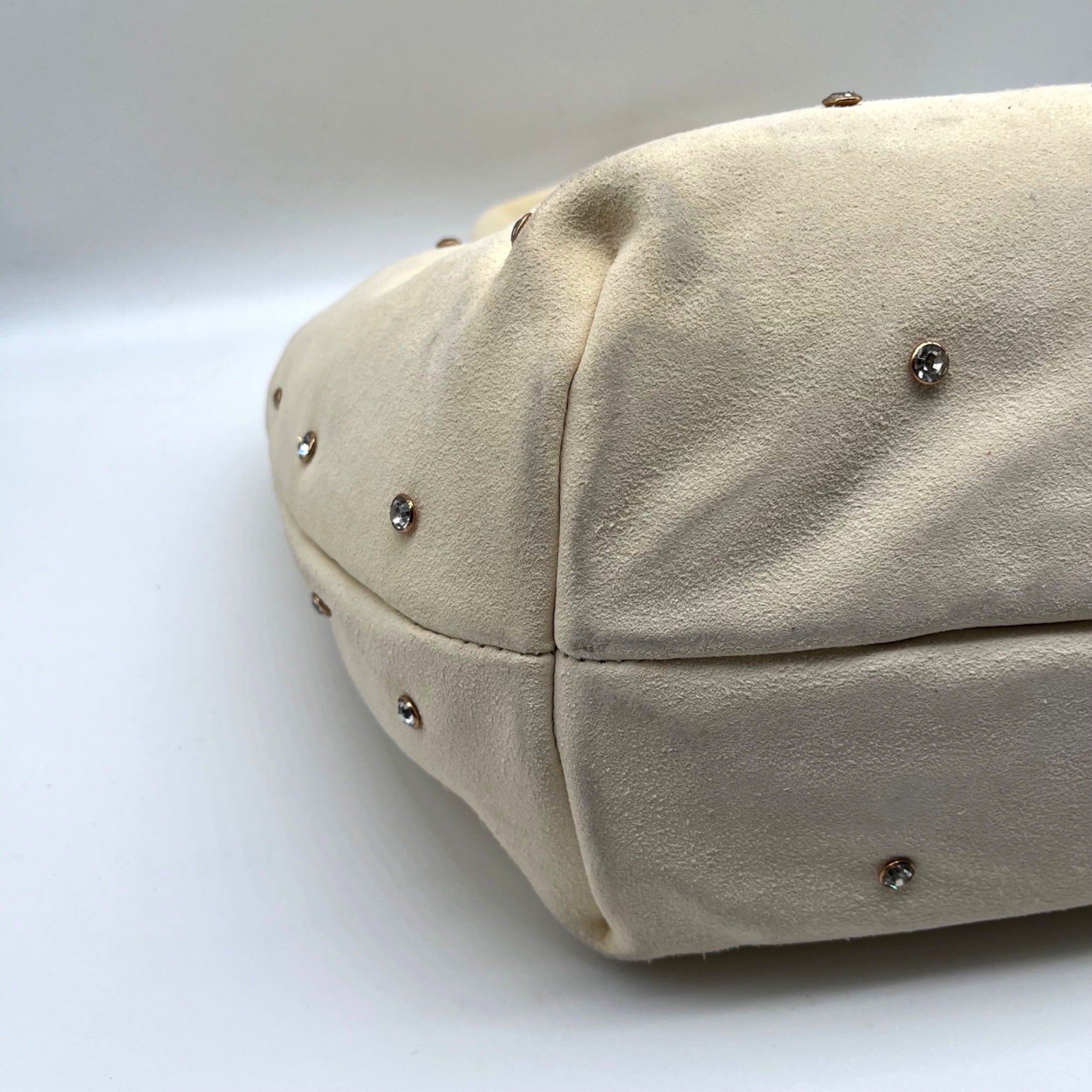 Sam Edelman Faren Rhinestone Medium Beige Suede Hobo