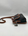 Dooney & Bourke Black & Brown Leather East West Flap Crossbody Bag
