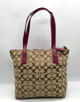 Coach Brown Canvas Signature Python Stripe Tote BagF25706
