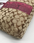 Coach Brown Canvas Signature Python Stripe Tote BagF25706