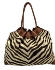 Michael Kors Brown Canvas Zebra Print Shoulder Bag