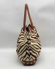 Michael Kors Brown Canvas Zebra Print Shoulder Bag